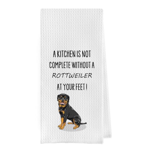Geqtt Lustige Rottweiler-Geschirrtücher – dekorative Waffelgewebe Küchenhandtücher, Rottweiler-Geschenke, Geschirrtuch (4,1 cm) von Geqtt