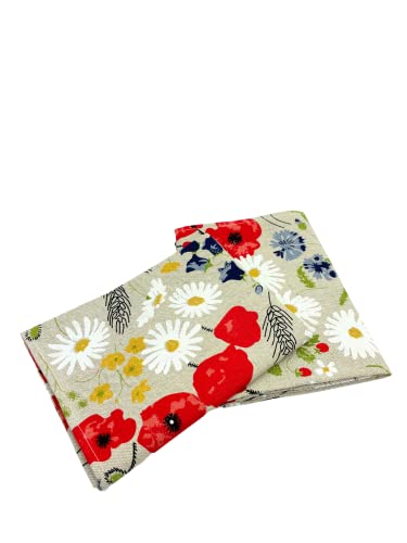 Ger3as 2er-Set: Gourmet Geschirrtücher Küchenhandtücher Leinen/Baumwolle Handtücher Tücher 50x70 cm Halbleinen Stonewashed Jacquard oder Bedruckt (Mohn) von Ger3as