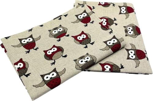 Ger3as 2er-Set: Gourmet Geschirrtücher Küchenhandtücher Leinen/Baumwolle Handtücher Tücher 50x70 cm Halbleinen Stonewashed Jacquard oder Bedruckt (Eule Rot) von Ger3as