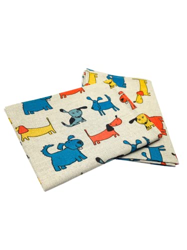Ger3as 2er-Set: Gourmet Geschirrtücher Küchenhandtücher Leinen/Baumwolle Handtücher Tücher 50x70 cm Halbleinen Stonewashed Jacquard oder Bedruckt (Hunde) von Ger3as
