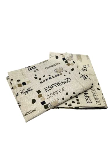 Ger3as 2er-Set: Gourmet Geschirrtücher Küchenhandtücher Leinen/Baumwolle Handtücher Tücher 50x70 cm Halbleinen Stonewashed Jacquard oder Bedruckt (Kaffee) von Ger3as