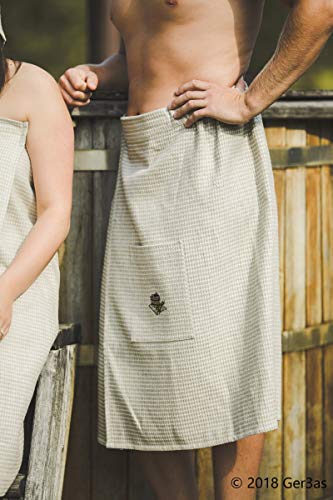 Ger3as Saunakilt für Herren,75% Leinen, Knielang, mit Gummizug und Klettverschluss, 75x145 cm Ger3as Saunakilt für Herren,75% Leinen, Knielang, mit Gummizug und Klettverschluss, 75x145 cm von Ger3as