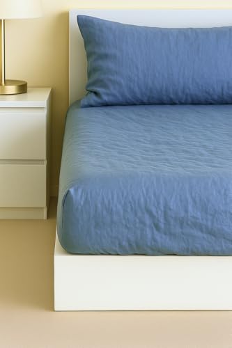 Ger3as Spannbettlaken aus 100% Stonewashed Leinen – temperaturregulierend, atmungsaktiv & extra sanft mit durchgehend elastischem Saum von Ger3as