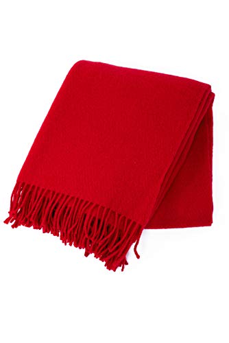Ger3as Wolldecke Wohndecke Plaid 130x200cm Decke Kuscheldecke Schurwolldecke 100% Schurwolle Tagesdecke (Rot) von Ger3as