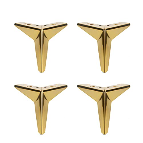 4 Stück Metall-Möbelbeine, dreieckige Diamant-Möbelfüße, Metall-Sofabeine, geeignet für Schrank, Sofa, Couchtisch, TV-Schrank (Gold, 13 cm) Made in China von GerRit