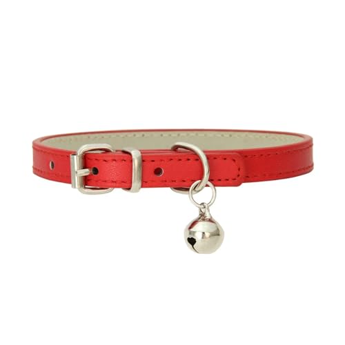 Hundehalsband aus PU-Leder, Haustierzubehör, Welpen, Mops, Hundehalsbänder, kleine große Hunde (Farbe: Rot, Größe: 2,0 cm, 42 cm) von GerRit