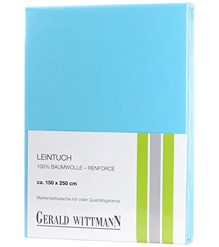 Gerald Wittmann Bettlaken 220x250 cm, 100% Baumwolle Renforce, Aqua/Türkis von Gerald Wittmann