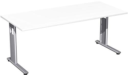 Gera Möbel C Fuß Flex Schreibtisch, Holzdekor, weiß/Silber, 180 x 80 x 72 cm von Gera Möbel
