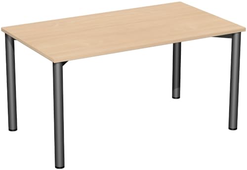 140cm Arbeitstisch "Stockholm" Versandsart: Frei Bordsteinkante, Farbe (Gestell): Anthrazit, Ausführung (Tischplatte): Buche von Geramöbel