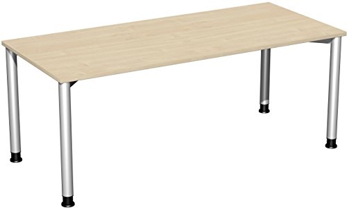 Gera Möbel 4 Fuß Flex Schreibtisch, Holzdekor, ahorn/Silber, 180 x 80 x 72 cm von Geramöbel