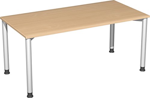 Gera Möbel 4 Fuß Flex Schreibtisch, Holzdekor, buche/Silber, 160 x 80 x 72 cm von Gera Möbel