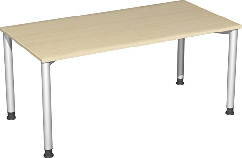 Gera Möbel 4 Fuß Flex Schreibtisch, Holzdekor, ahorn/Silber, 160 x 80 x 72 cm von Gera Möbel