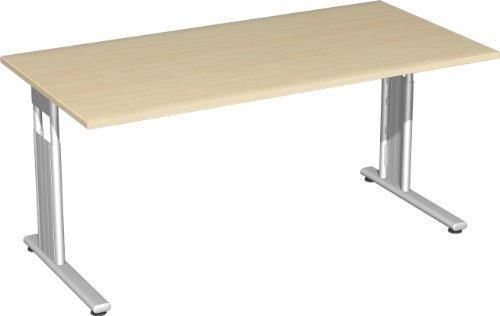 Gera Möbel C Fuß Flex Schreibtisch, Holzdekor, ahorn/Silber, 180 x 80 x 72 cm von Gera Möbel