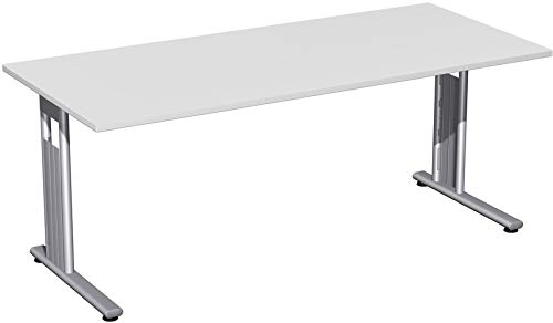 Gera Möbel C Fuß Flex Schreibtisch, Holzdekor, lichtgrau/Silber, 180 x 80 x 72 cm von Geramöbel