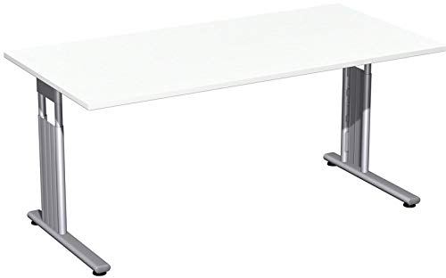 Gera Möbel C Fuß Flex Schreibtisch, Holzdekor, weiß/Silber, 160 x 80 x 72 cm von Gera Möbel