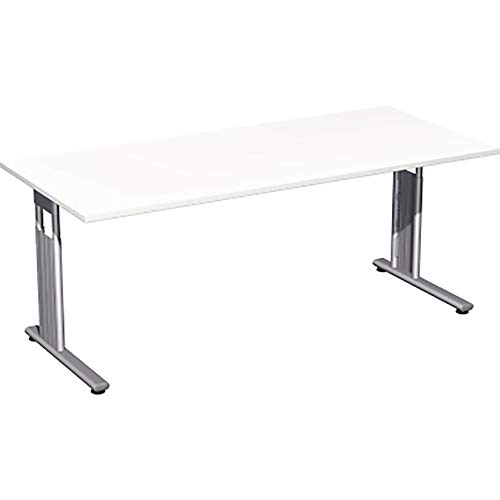 Gera Möbel C Fuß Flex Schreibtisch, Holzdekor, weiß/Silber, 180 x 80 x 72 cm von Gera Möbel