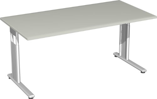 Gera Möbel C Fuß Flex Schreibtisch, Holzdekor, lichtgrau/Silber, 180 x 80 x 72 cm von Gera Möbel