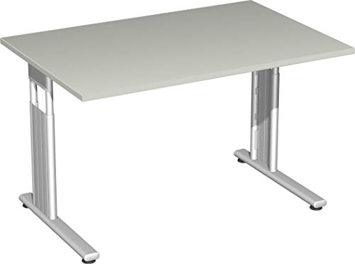 Gera Möbel S-617102-LG/SI Schreibtisch Lissabon, 120 x 80 x 68-82 cm, lichtgrau/Silber von Geramöbel