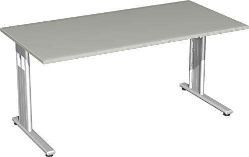 Gera Möbel S-618103-LG/SI Schreibtisch Lissabon, 160 x 80 x 72 cm, lichtgrau/Silber von Geramöbel