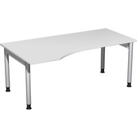 Geramöbel Manuell höhenverstellbarer Schreibtisch Profi, 4-Fuß-Gestell, PC-Form-Tischplatte links, BxT 1800 x 1000 mm, lichtgrau von Geramöbel