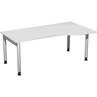 Geramöbel Manuell höhenverstellbarer Schreibtisch Profi, 4-Fuß-Gestell, PC-Form-Tischplatte rechts, BxT 1800 x 1000 mm, lichtgrau von Geramöbel