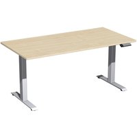 Geramöbel Schreibtisch Elevate Plus, elektrisch höhenverstellbar, HxBxT 630-1.280 x 1.600 x 800 mm, Ahorn/silber von Geramöbel