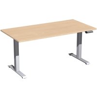 Geramöbel Schreibtisch Elevate Plus, elektrisch höhenverstellbar, HxBxT 630-1.280 x 1.600 x 800 mm, Buche/silber von Geramöbel