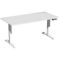 Geramöbel Schreibtisch Elevate Plus, elektrisch höhenverstellbar, HxBxT 630-1.280 x 1.600 x 800 mm, lichtgrau/weiß von Geramöbel