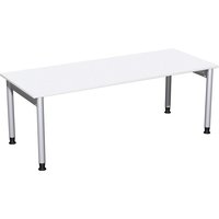 Geramöbel Manuell höhenverstellbarer Schreibtisch Profi, 4-Fuß-Gestell, BxT 2.000 x 800 mm, weiß von Geramöbel