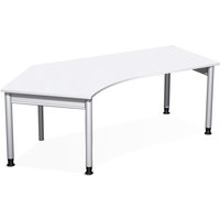 Geramöbel Manuell höhenverstellbarer Schreibtisch Profi, Freiform-Tischplatte 135° links, 4-Fuß-Gestell, BxT 2.166 x 1.130 mm, weiß von Geramöbel