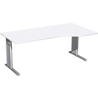 Geramöbel Manuell höhenverstellbarer Schreibtisch Profi, C-Fuß-Gestell, PC-Form-Tischplatte rechts, BxT 1.800 x 800/1.000 mm, weiß von Geramöbel