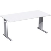 Geramöbel Manuell höhenverstellbarer Schreibtisch Profi, C-Fuß-Gestell, BxT 1.600 x 800 mm, weiß von Geramöbel