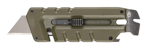 Gerber Multi-Tool mit 8 Funktionen, Prybrid-Utility G10, Multifunktionswerkzeug mit Cuttermesser, Brecheisen und Gurtschneider, Grün, Edelstahl, 1069378 von Gerber