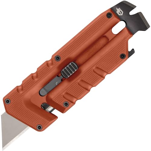Gerber Multi-Tool mit 8 Funktionen, Prybrid-Utility, Multifunktionswerkzeug mit Cuttermesser, Brecheisen und Gurtschneider, Orange, Edelstahl, 1068160 von Gerber