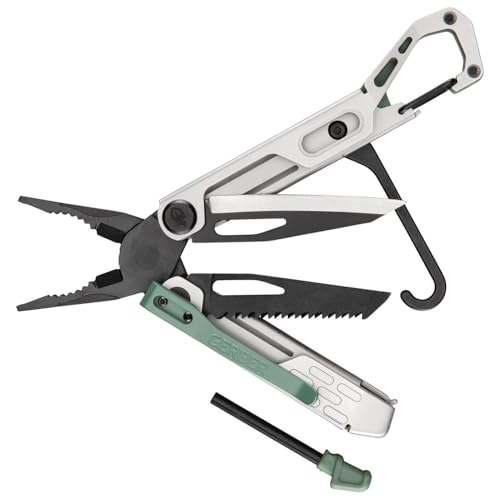 Gerber Multi-Tool mit 10 Funktionen, Stakeout Spark, Camping-Tool mit Frame-Lock Verriegelung, Zange, Feuerstarter, Karabiner u.v.m., Baltic Haze, 1070268 von Gerber