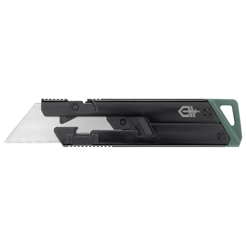 Gerber Cuttermesser mit Taschenclip, E.A.B. Slim, Wechselbare Standard-Trapezklinge, Slide Lock-Verriegelung, Klingenlänge: 3,7cm, Edelstahl (7Cr17MoV), 1075425 von Gerber