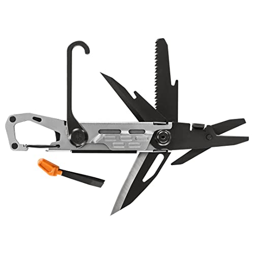 Gerber Multi-Tool mit 11 Funktionen, Stakeout, Mit Frame-Lock Verriegelung und Karabiner, Grau, 30-001741 von Gerber