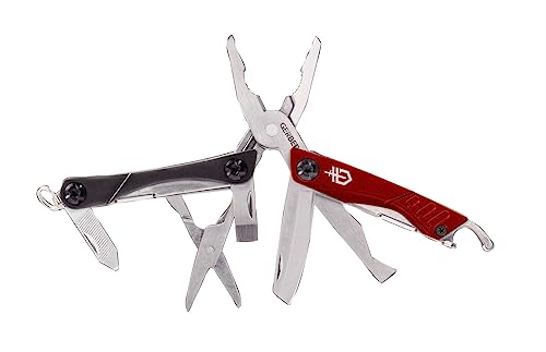 Gerber Multifunktionswerkzeug mit 12 Funktionen, Dime Pocket Multi-tool, Rot, 31-001040 von Gerber