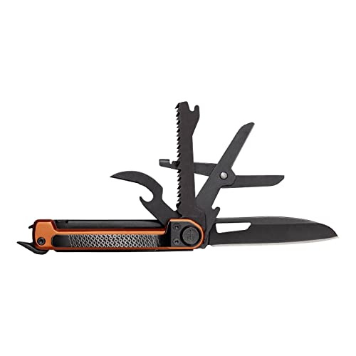 Gerber Taschenmesser mit 7 Funktionen, Multitool mit glatter Klinge, Mit Schere und Säge, ArmBar Scout, Schwarz/Orange, Edelstahl/Aluminium, 1064396 von Gerber