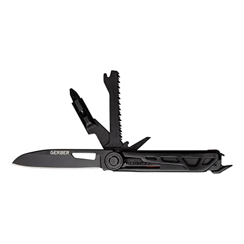 Gerber Taschenmesser mit 8 Funktionen, Multitool mit glatter Klinge, Schraubendreher mit Wechselbit, ArmBar Trade, Schwarz/Orange, Edelstahl/Aluminium, 1064408 von Gerber