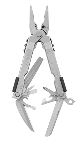 Gerber Multi-Tool mit zwei Messern und Leder-Scheide, MP600 Full-Size, Mit 14 Funktionen, Silber, 7530 von Gerber