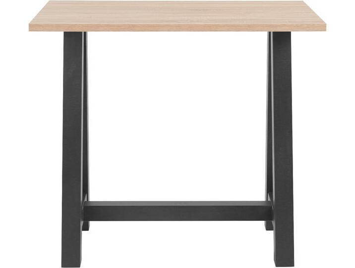 Bartisch MÄUSBACHER, schwarz (schwarzstahl, eichefarben sägerau, schwarzstahl), B:120cm H:105cm T:70cm, Tische, Bartisch, Gestell in A-Form (Breite 120, 140 oder 160 cm) von Gerd-Mäusbacher