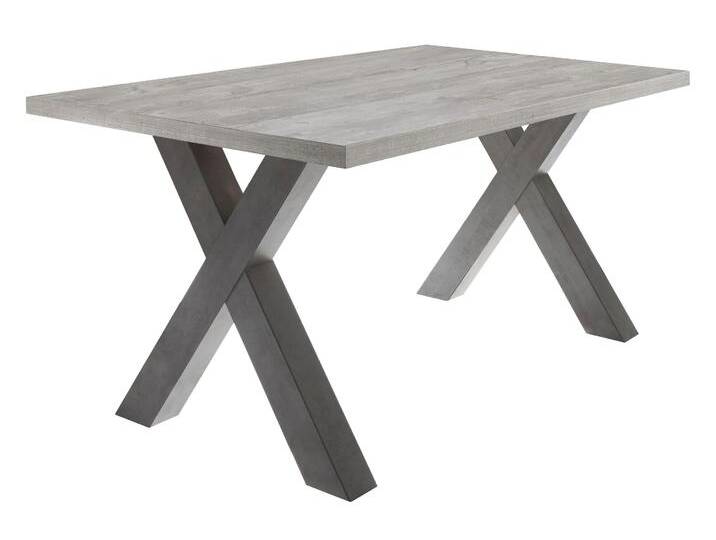 Esstisch MÄUSBACHER Mister, TOPSELLER , grau (tischplatte: beton, optik), B:140cm H:75cm T:90cm, Tische, Rechteckiger Esstisch Holz-Esstische, Gestell in X-Form von Gerd-Mäusbacher
