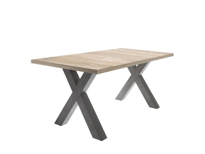 Esstisch MÄUSBACHER Mister TOPSELLER , braun (tischplatte: eichefarben sägerau), B:160cm H:77cm T:90cm, Tische, mit Auszug (160-210 cm), Gestell in X-Form von Gerd-Mäusbacher