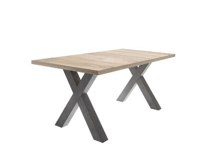 Esstisch MÄUSBACHER Mister TOPSELLER , braun (tischplatte: eichefarben sägerau), B:160cm H:77cm T:90cm, Tische, mit Auszug (160-210 cm), Gestell in X-Form von Gerd-Mäusbacher