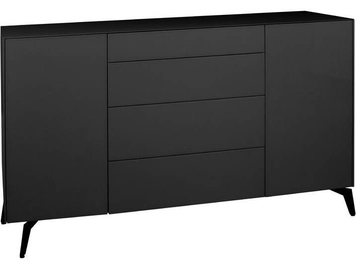 Kommode MÄUSBACHER Imola TOPSELLER , grau (anthrazit matt lack, glas anthrazit glanz), Füße aus Metall,4 Packstücke, 2 Stk., 2 Stk., Sideboards, Kommode mit Glasfront und Glasoberplatte von Gerd-Mäusbacher