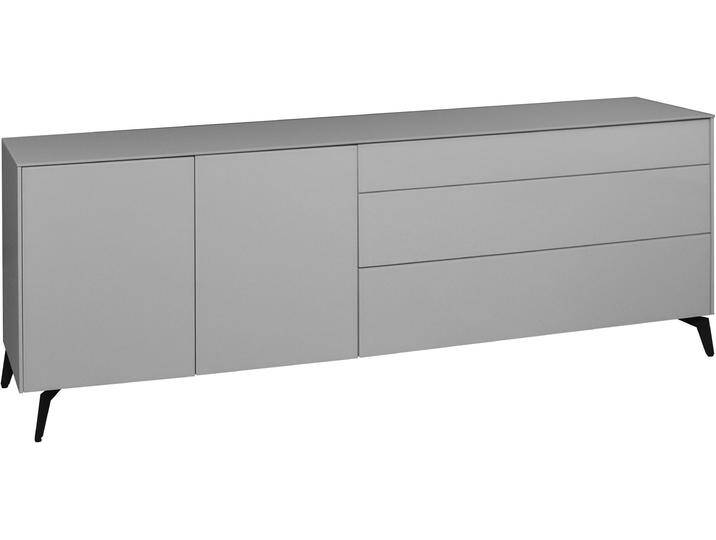 Lowboard MÄUSBACHER Imola TOPSELLER , grau (kreidegrau matt lack, glas kreidegrau glanz), Füße aus Metall,4 Packstücke, 1 Stk., 2 Stk., Sideboards, Mäusbacher Lowboard mit Glasfront und Glasoberplatte von Gerd-Mäusbacher