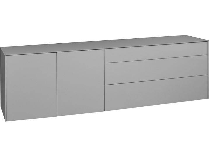 Lowboard MÄUSBACHER Imola TOPSELLER , grau (kreidegrau matt lack, glas kreidegrau glanz), B:217cm H:42cm, Sideboards, Lowboard mit Glasfront und Glasoberplatte von Gerd-Mäusbacher