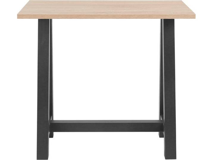 Mäusbacher Bartisch, Gestell in A-Form (Breite 120, 140 oder 160 cm), beige schwarz, 140 cm, schwarzstahl/eichefarben sägerau von Gerd-Mäusbacher
