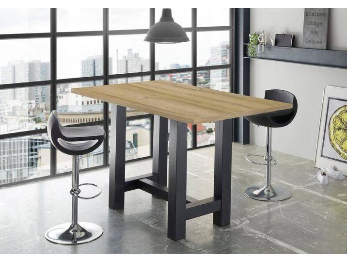 Mäusbacher Bartisch, Gestell in U-Form (Breite 120, 140 oder 160 cm), braun schwarz, 140 cm, schwarzstahl/alteichefarben von Gerd-Mäusbacher